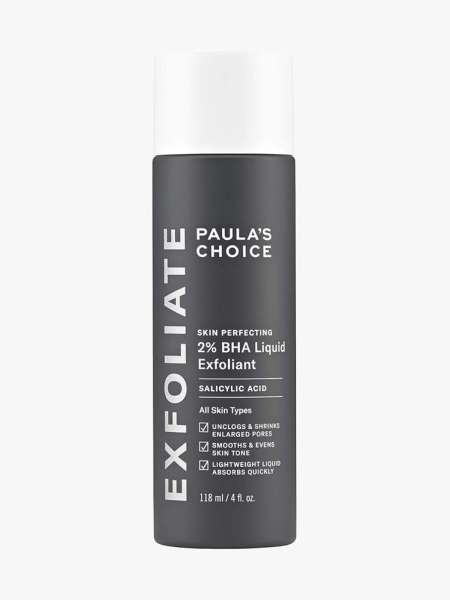 Paula’s Choice Skin Perfecting 2% BHA Liquid Exfoliant in branded component on a light gray background
