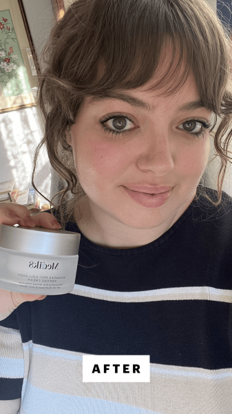 Allure commerce producer Sarah Hoffmann after applying the Medik8 Advanced ProCollagen Peptide Cream