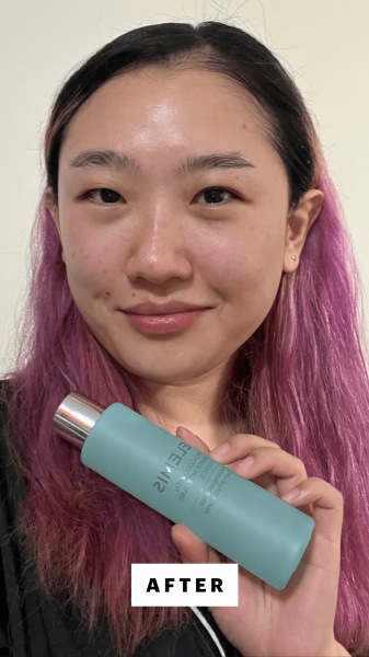 Han after applying the Elemis ProCollagen Marine Moisture Essence